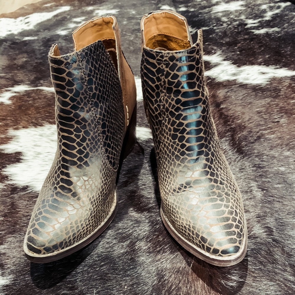 Not Rated Heeled Booties Snake Print